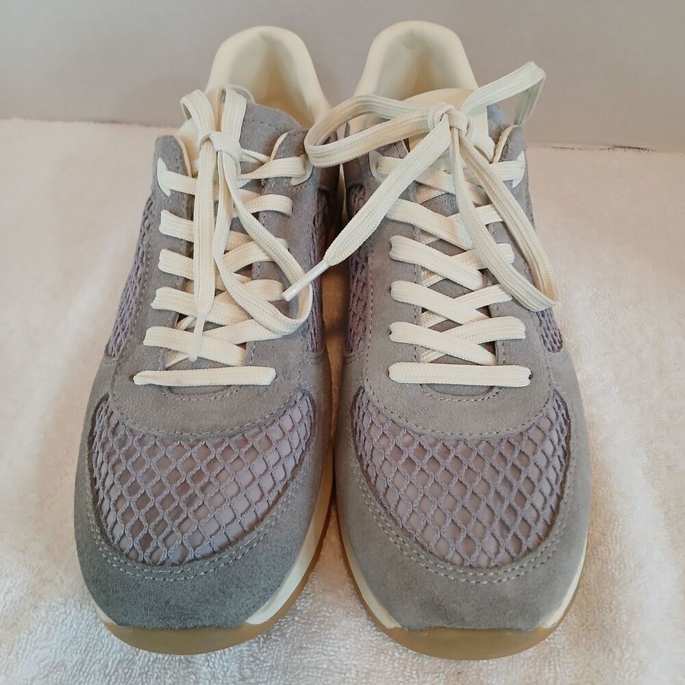 Zara Gray Suede Mesh Low Top Sneakers, Size 9.5